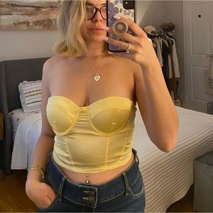 PRINCESS POLLY yellow cropped bustier. Never worn